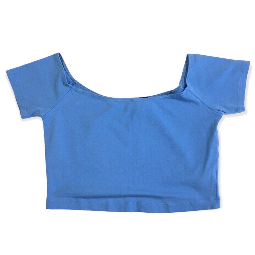 ASOS Basic Super Crop Top Short Sleeve Blue US 4